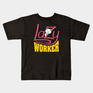 Lazy Worker - Funny lazy cat Kids T-Shirt